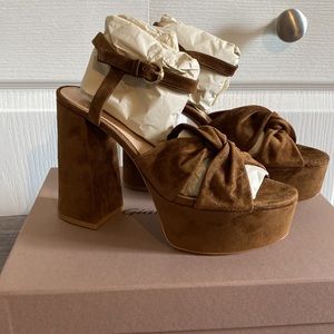 Gianvito Rossi Brown Suede Platform Sandals